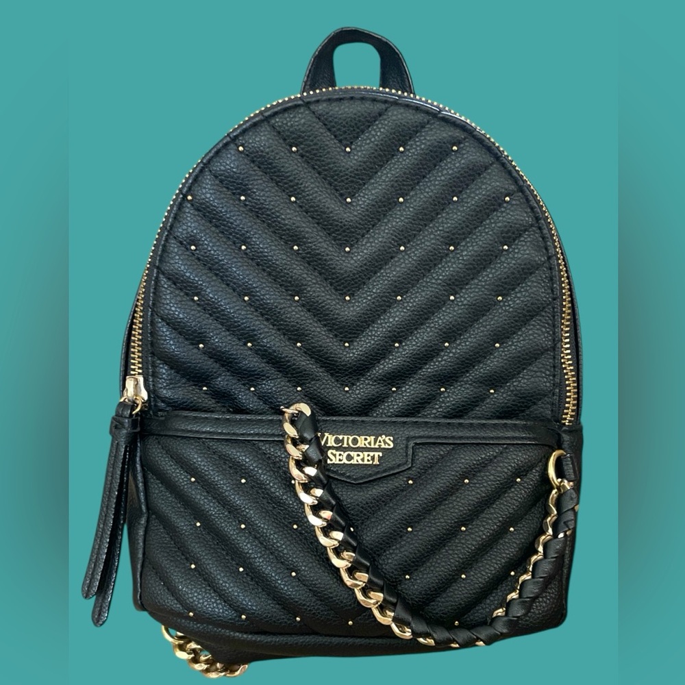 Victoria’s Secret Pink Mini Black with Gold  backpack purse